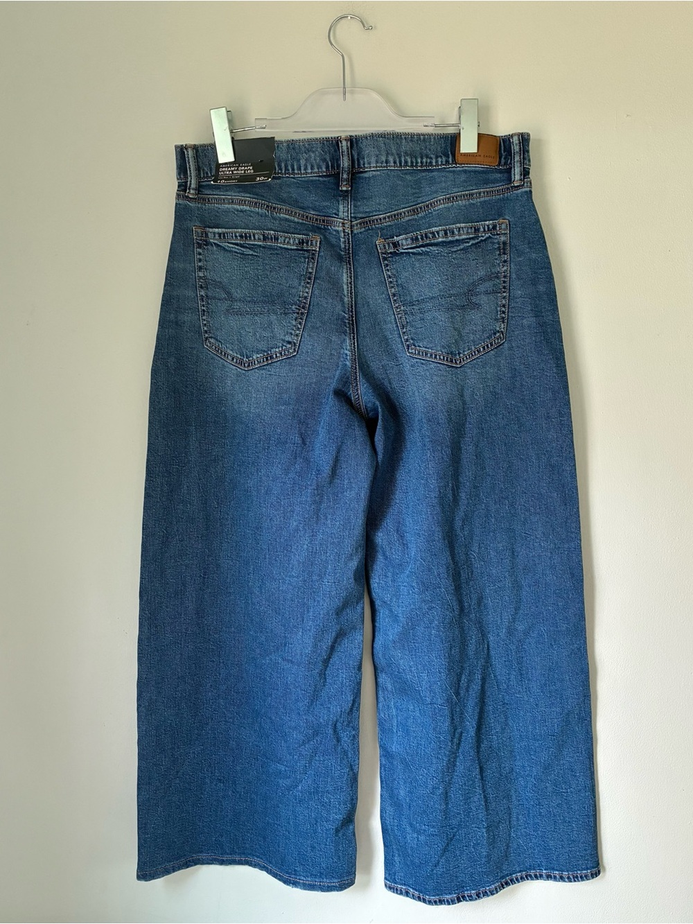 American Eagle Low Rise Ultra Wide Leg Baggy Jeans Medium Tinted Indigo Size 10 - Picture 4 of 6